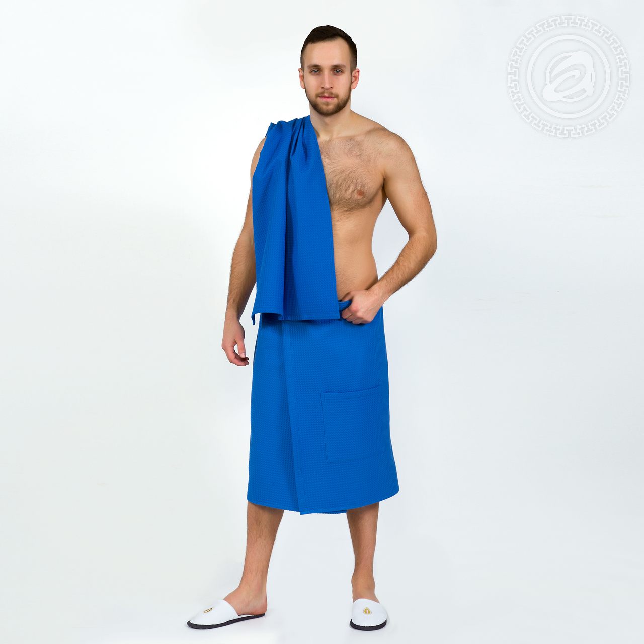 картинка Набор для бани и сауны мужской синий от производителя АртПостель