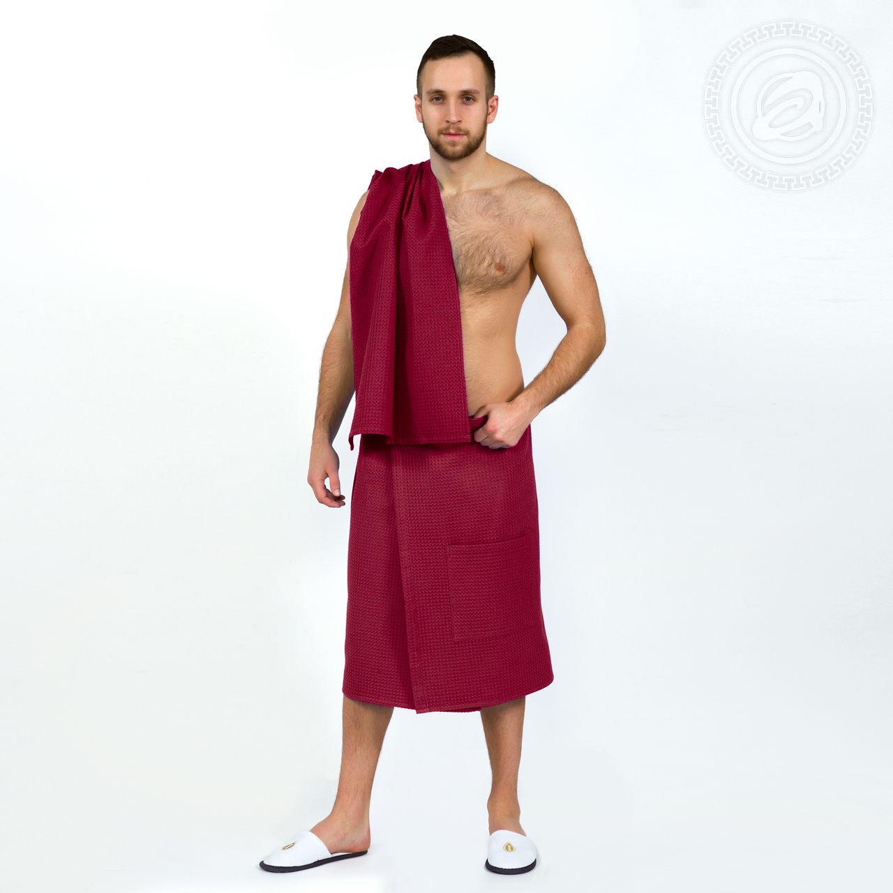 картинка Набор для бани и сауны мужской бордо от производителя АртПостель