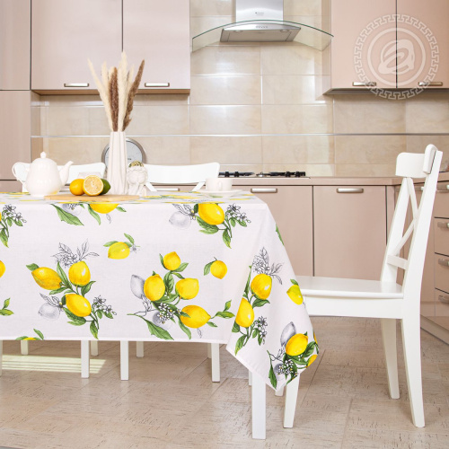 картинка Скатерть из рогожки Лимоны магазин от производителя АртПостель  картинка Скатерть из рогожки Лимоны от производителя АртПостель
