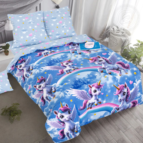 картинка Комплекты постельного белья (кпб) поплин Единорожки от производителя АртПостель