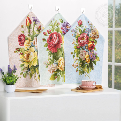 картинка Набор полотенец из рогожки "Пионы" от производителя АртПостель