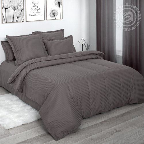 картинка Комплекты постельного белья (кпб) страйп - сатин Пепельный от производителя АртПостель